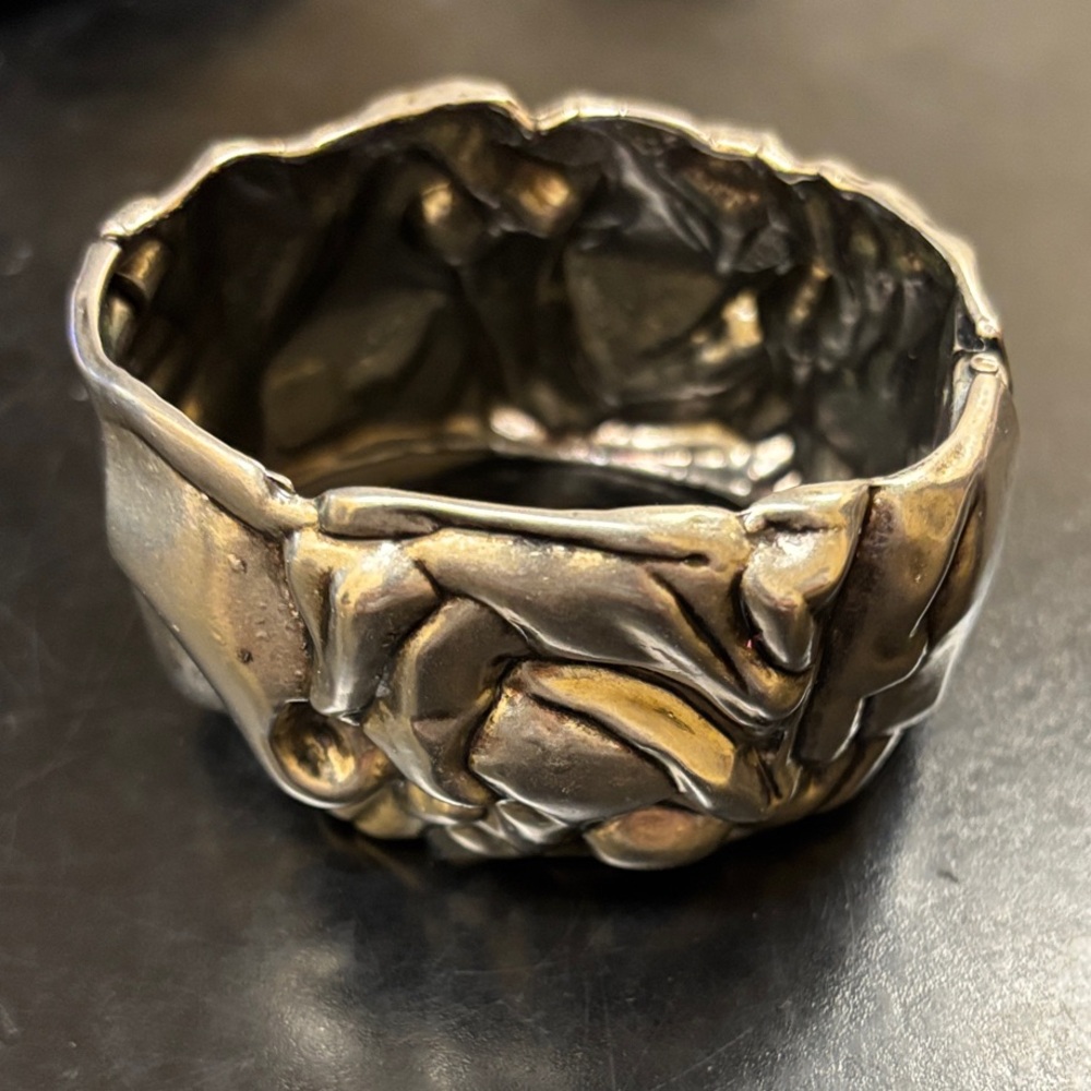 Unique Silver Cuff Textured Bracelet